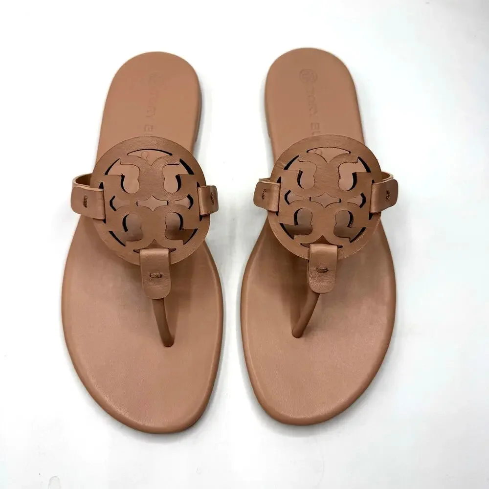 NEW NWT Tory Burch Miller Soft Calf Leather Sandals in Light Sand  US 9